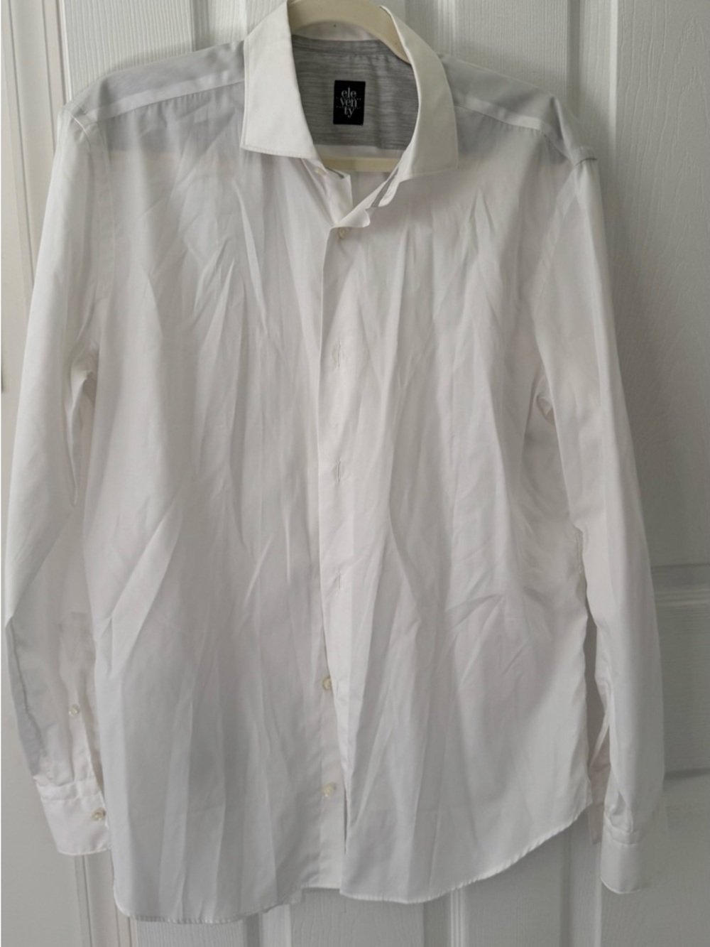 Eleventy White Classic Point-Collar Dress Shirt